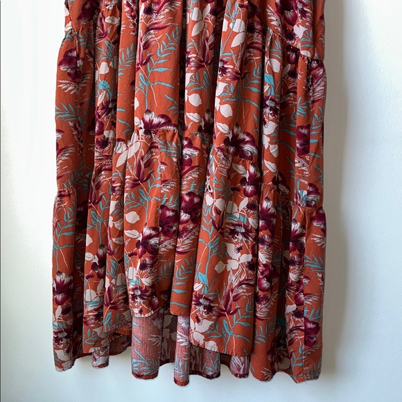 Natural Life Rebecca Midi Dress Terracotta Floral Pattern Size Large - Picture 5 of 14